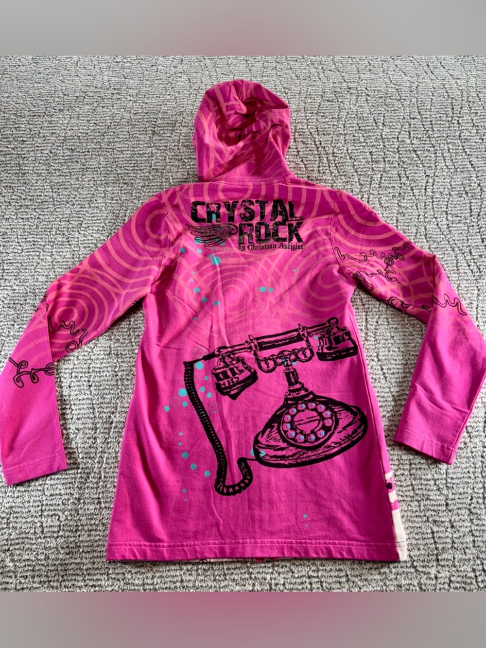 NWT Christian‎ Audigier Women’s Small Crystal Rock Hooded Full Zip - Picture 9 of 13